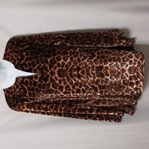 Kate Hill Women's Animal Print Velvet Blouse Brown/Tan Color. Size L